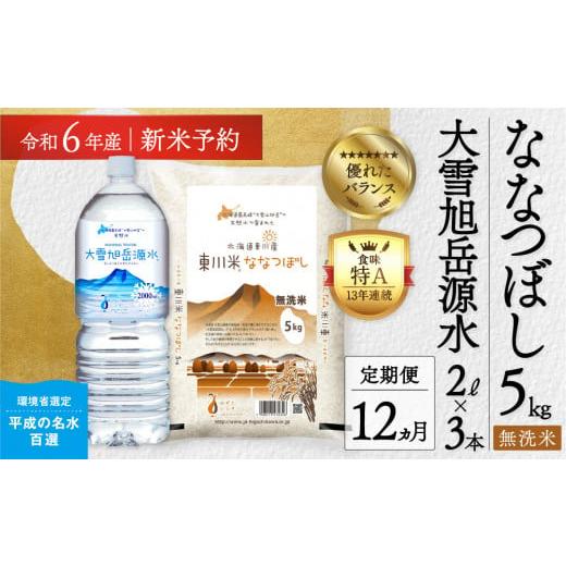 ふるさと納税 北海道 東川町 [R6年産新米先行予約]東川米「ななつぼし」無洗米5kg+水セット×[12回定期便](2024年9月下旬発送予定) [R6年産新米先行…