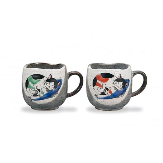 ふるさと納税 食器・グラス マグカップ 石川県 能美市  No.5784-1227 ペアマグカップ　ねこ 民芸品 工芸品 雑貨 キッチン雑貨 キッチン用品 食器 コップ 猫柄 …_1