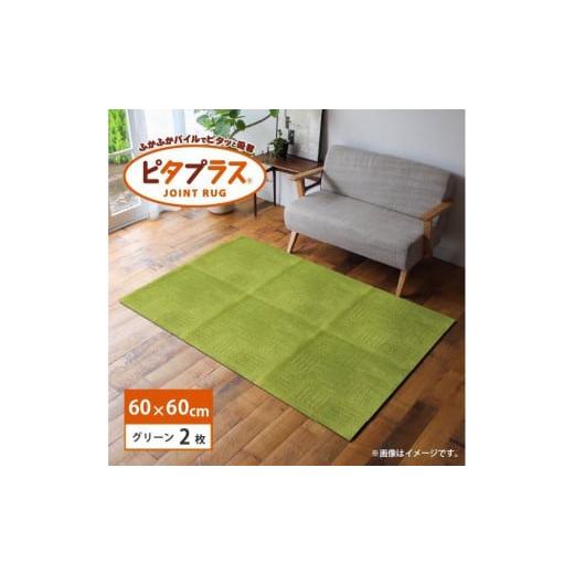ふるさと納税 雑貨・日用品 インテリア 和歌山県 海南市 洗えるジョイントマット 60×60cm グリーン 2枚組 ピタプラス 吸着 キッチンマット ラグ グリーン