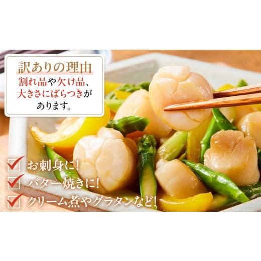 ふるさと納税 魚貝類 ホタテ 北海道 羅臼町 北海道産 訳ありホタテ 貝柱 900g 刺身用 不揃い 小分けの画像
