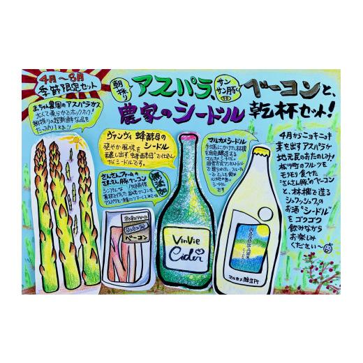 ふるさと納税 ワイン スパークリングワイン 長野県 松川町 ES10 春夏限定 松川町産アスパラ・ベーコン・シードルの乾杯セット (地元農家の朝採りアスパラ&…