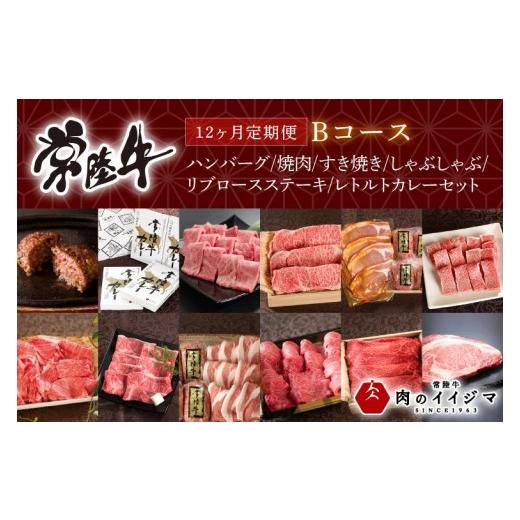 ふるさと納税 牛肉 ハンバーグ 茨城県 水戸市 12ヶ月 定期便 肉 常陸牛 Bコース 食べ物 肉 ハンバーグ 焼肉 すき焼き しゃぶしゃぶ リブロース ステーキ レト…