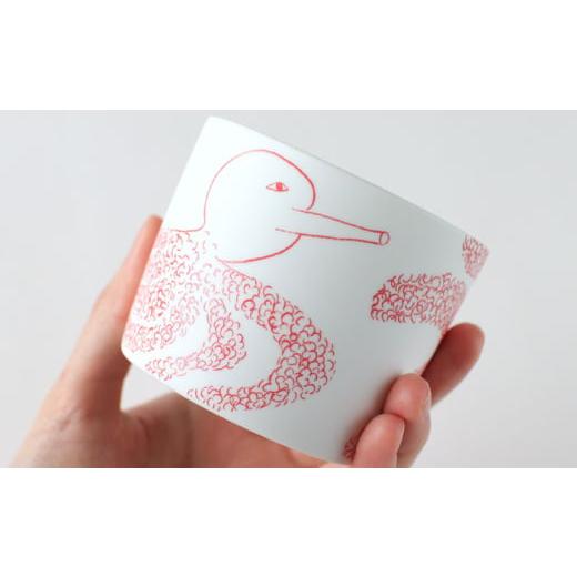 ふるさと納税 雑貨・日用品 グラス 岐阜県 瑞浪市  美濃焼 　カップ ペアセット BIRDS' WORDS ／ UNITY YOSHIKO CUP ブルー × レッド 瑞浪市 ／ FLYWAY …_3
