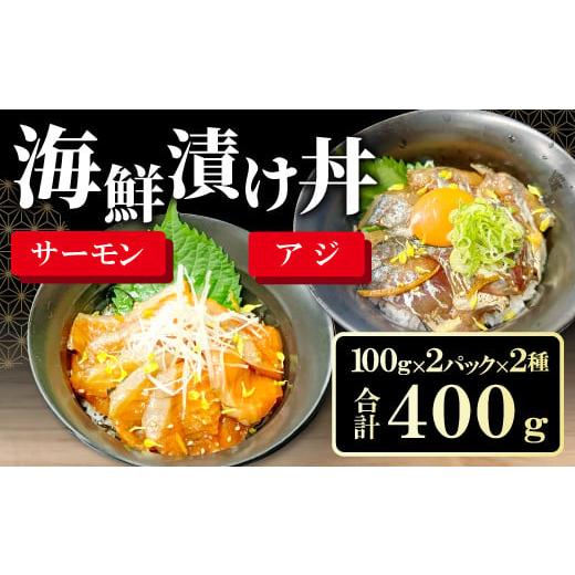 ふるさと納税 島根県 益田市 山陰ぶち旨グルメ 境港サーモン漬け丼の素・山陰アジ漬け丼の素(4食入り)[漬け 漬け丼 どんぶり 海鮮 アジ あじ 鯵 サーモン …