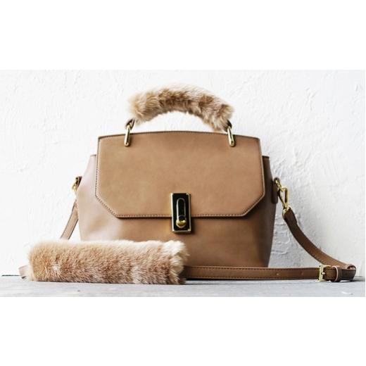 ふるさと納税 カバン 千葉県 野田市 No.209-01 バッグの持ち手をオシャレにするファーハンドル2個セット(ベージュ) / 雑貨 日用品 鞄 千葉県 ベージュ