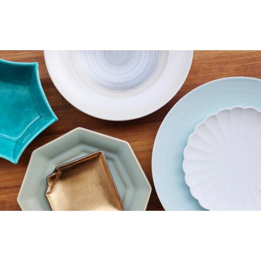 ふるさと納税 食器・グラス 皿 佐賀県 有田町 『アウトレット』有田焼 Blue Green 6点 詰め込み set うつわ シンプル 青 緑 数量限定 福袋 まるふく A45-273の画像