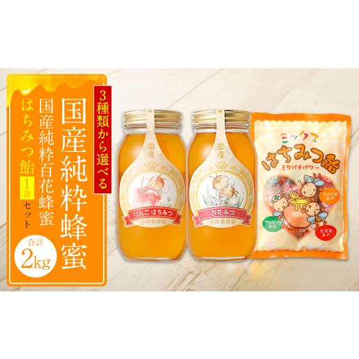 ふるさと納税 熊本県 八代市 国産 純粋りんご蜂蜜 1kg 百花蜂蜜 1kg 蜂蜜あめ 1袋 純粋りんご蜂蜜