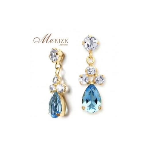 ふるさと納税 アクセサリー ピアス 山梨県 甲州市 ピアス 天然 スイスブルー ホワイト トパーズ 1.0ct ペアシェイプ "Melisande メリザンド" K18YG …の画像