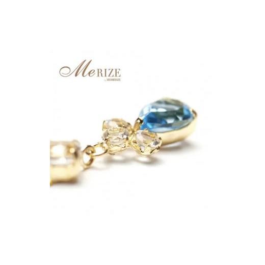 ふるさと納税 アクセサリー ピアス 山梨県 甲州市 ピアス 天然 スイスブルー ホワイト トパーズ 1.0ct ペアシェイプ "Melisande メリザンド" K18YG …の画像