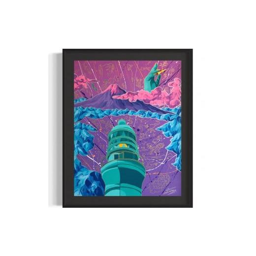 ふるさと納税 雑貨・日用品 絵画 静岡県 御前崎市 アクリル絵画 オーダー作品 F10(530mm×455mm)サイズ 絵画:御前崎の風景 / 額:ブラック 絵画:御前崎の風…