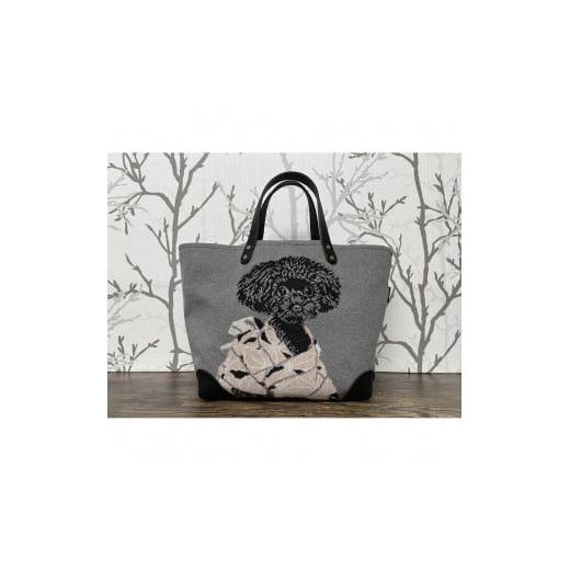 ふるさと納税 カバン トートバッグ 兵庫県 神戸市 グレー×ブラック ペットの写真からそっくりに編み上げた ニット生地でつくる オーダーメイド・トートバッ…