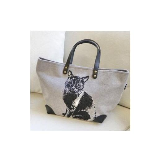 ふるさと納税 カバン トートバッグ 兵庫県 神戸市 グレー×ブラック 黒猫大好きさんに愛されたい and.eオリジナルキャラクター 黒猫のタンゴ トートバッグ …