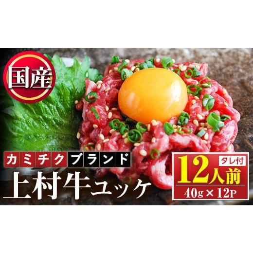 ふるさと納税 牛肉 鹿児島県 日置市 No.1100-B 自慢の自社ブランド牛「上村牛ユッケ」(12人前・40g×12P)国産 九州産 牛肉 黒毛和牛 和牛 ユッケ 生食 小分け …