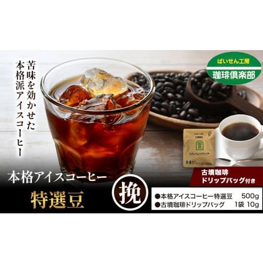 ふるさと納税 コーヒー コーヒー豆 大阪府 羽曳野市 本格アイスコーヒー特選豆 500g 挽 & 古墳珈琲ドリップバッグ 1袋 株式会社ばいせん工房 珈琲倶楽部[30…