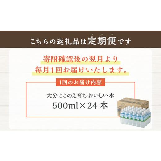 ふるさと納税 水・ミネラルウォーター 500mL〜999mL 大分県 九重町  3ヶ月定期便 大分 ここのえ育ち おいしい 水 500ml×24本 合計72本の画像