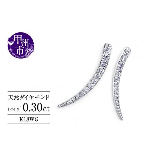 ふるさと納税 アクセサリー ピアス 山梨県 甲州市 ピアス 天然 ダイヤモンド 0.30ct スタッド SIクラス ホーン ツノ シェイプ ムーン ダブルロックキャッチ K1…