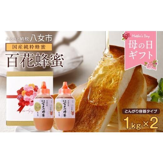 ふるさと納税 加工品等 はちみつ 福岡県 八女市 母の日ギフト 国産百花蜂蜜1kg（とんがり容器）×2本 はちみつ ハチミツ 母の日 お祝い プレゼント 贈り物 お…の画像
