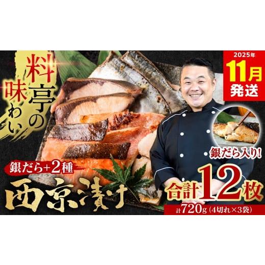 ふるさと納税 漬魚(味噌・粕等) 味噌漬け 熊本県 八代市 訳あり 厳選 鮮魚 西京漬け 720g 銀だら入り 食べ比べ 12枚 4切れ×3袋 日本料理店 料亭 西京焼き …