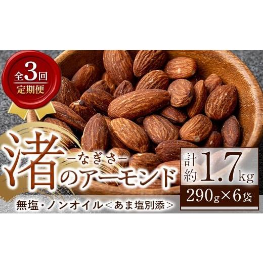 ふるさと納税 加工品等 鹿児島県 日置市 No.1035-C 定期便・連続3回 渚のアーモンド(計1.74kg・290g×6袋) ナッツ おつまみ 無塩 ノンオイル 国内製造 アーモ…