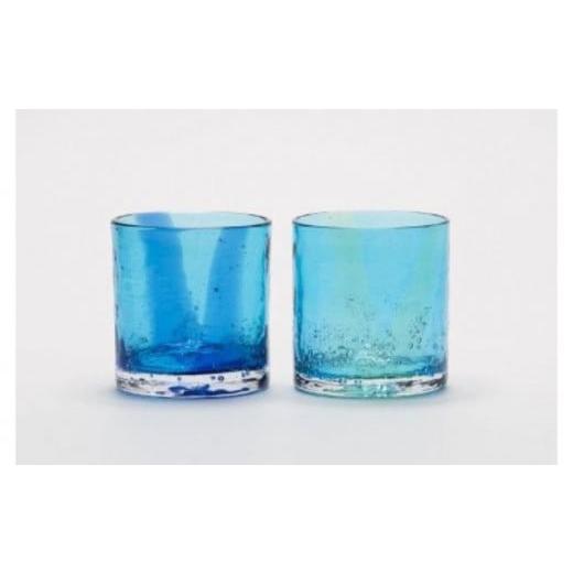 ふるさと納税 陶磁器・漆器・ガラス 沖縄県 読谷村  RYUKYU GLASS WORKS 海風 はまういロックグラス2色セットの画像