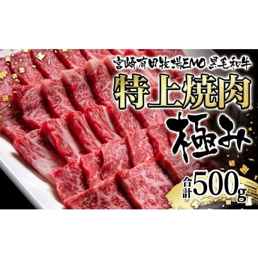 ふるさと納税 牛肉 焼肉・バーベキュー 宮崎県 西都市 黒毛和牛稀少部位を含む 特上焼肉極み500g 有田牧畜産業ブランドEMO牛 牛肉 焼肉 国産牛肉 1.8-23 30日…