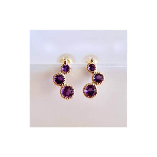 ふるさと納税 アクセサリー ピアス 山梨県 甲府市  甲府ジュエリー ジュエリー K18 イエローゴールド アメシスト ピアス 保証書付 SIA-2744 アメシストの画像