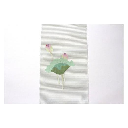 ふるさと納税 織物・繊維品 滋賀県 守山市 爪掻本綴織名古屋帯「絽 蓮II」 (夏帯) 名古屋帯 最高級 1点物 綴織 織物 シルク 関東巻き 清原織物 お取り寄せ 守…
