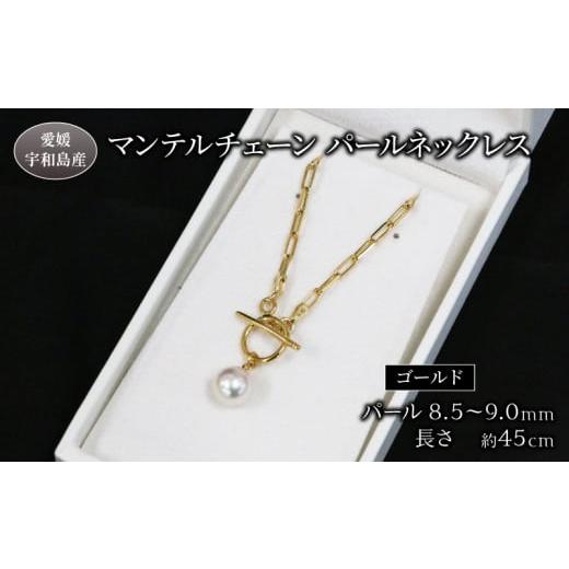 ふるさと納税 アクセサリー ネックレス 愛媛県 宇和島市 真珠 マンテルチェーン パールネックレス 8.5-9.0mm Npearl ゴールド gold 金 アクセサリー アコヤ真…