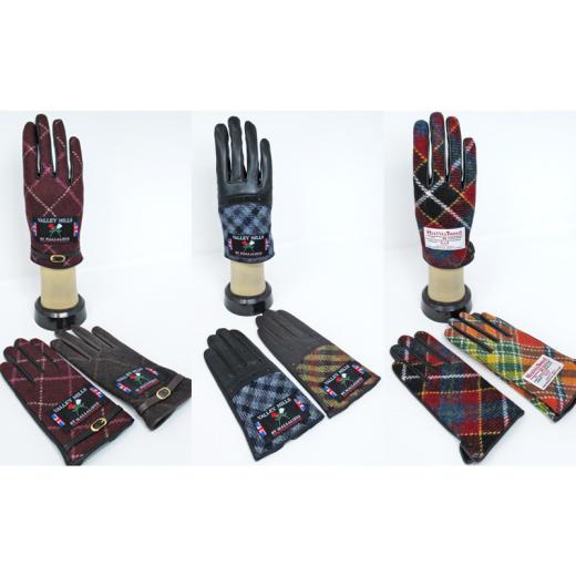 ふるさと納税 家具・装飾品 香川県 東かがわ市   婦人プリティッシュウール・ハリスツイード牛革手袋 プリティッシュ アカ/クロ001328221 プリ…