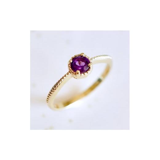 ふるさと納税 アクセサリー リング 山梨県 甲府市 サイズ:8号 甲府ジュエリー ジュエリー K10 イエローゴールド アメシスト 一粒石 シンプル リング 指輪 保…