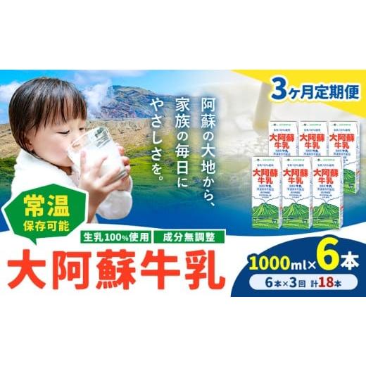 ふるさと納税 飲料類 牛乳 熊本県 菊池市 3ヶ月定期便 牛乳 常温保存可能 成分無調整 生乳100%使用 大阿蘇牛乳 紙パック 1000ml×6本 計18本 合同会社たべた…