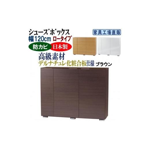 ふるさと納税 家具 収納家具 和歌山県 海南市 ブラウン 高級素材仕様 シューズボックス 幅120 ロータイプ ブラウン