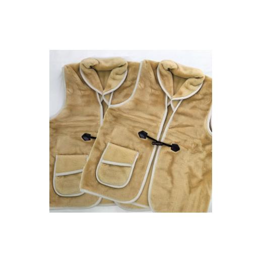 ふるさと納税 服 大阪府 和泉市 2枚組 昔ながらのあったか国産毛布ポンチョ (75×60cm)ベージュ MOB-350-2P 1507161_4