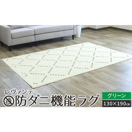 ふるさと納税 雑貨・日用品 インテリア 大阪府 泉大津市 レヴァンテ 防ダニ機能ラグ グリーン 130×190 4889 グリーン