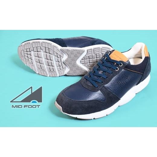 ふるさと納税 靴・スリッパ・下駄 奈良県 大和郡山市 MIDFOOT ( ミッドフッド ) 紳士靴 レザースニーカー MF001JM 24.5cm( ネイビー ) 4E ファッション 靴 …