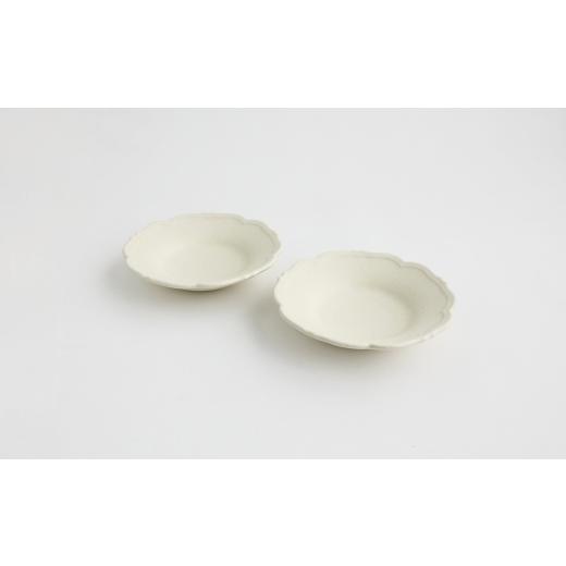 ふるさと納税 食器・グラス 小皿 兵庫県 淡路市 Awabi ware 輪花皿S ペアセット(アイボリー×2) [決済から3ヶ月前後で発送]