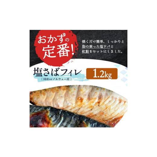 ふるさと納税 魚貝類 和歌山県 美浜町 〈毎月定期便〉 ご家庭用訳あり 人気の塩さばフィレ\u0026紅鮭切身セット計2kg 全3回 | さけ 鮭 切り身 冷凍 小分け 紅鮭…の画像