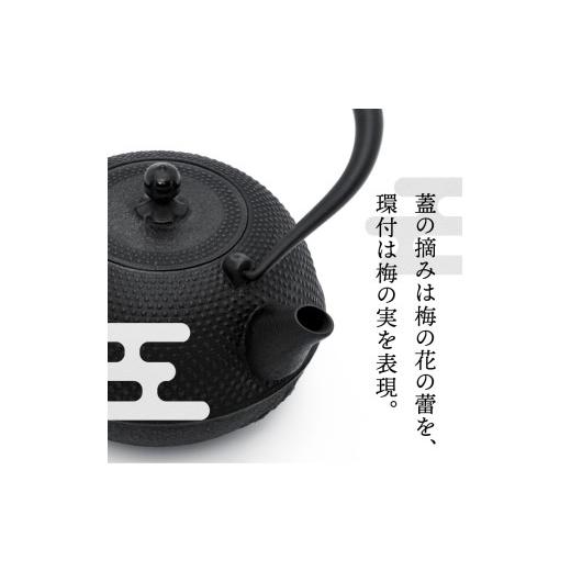 ふるさと納税 金工品 岩手県 奥州市  4ヶ月以内発送予定 南部鉄器 鉄瓶 めんこい寒梅あられ鉄瓶 〜MENKOI ARARE〜 0.9L 艶黒色 IH対応 ガス やかん ケトル 日…の画像