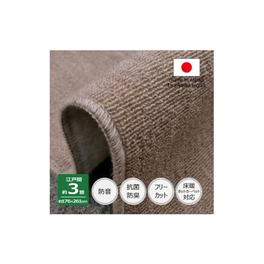 ふるさと納税 家具 大阪府 和泉市 カーペット 江戸間 3畳 防音 抗菌防臭 厚手 ツワブキ 176×261cm グレージュ 日本製 1519771 | 