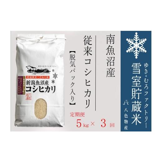 ふるさと納税 米 コシヒカリ 新潟県 南魚沼市  令和７年産 脱気タイプ 定期便5kg×3回 雪室貯蔵米 塩沢産 従来コシヒカリの画像