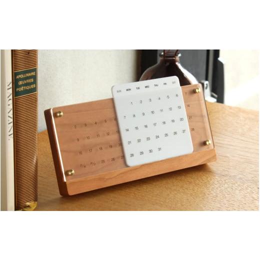 ふるさと納税 文房具・玩具 福井県 鯖江市 Hacoa 木の経年変化を楽しむ卓上万年カレンダー チェリー 「Desk Calendar Eternal」 C-06101a /万年カレンダー …