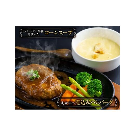 ふるさと納税 牛肉 ハンバーグ 熊本県 上天草市  5ヶ月毎3回定期便 あか牛の煮込みハンバーグとトマト煮込み・ジャージー牛乳を使ったコーンスープのセット 計…_2