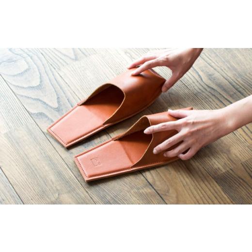 ふるさと納税 ファッション スリッパ 広島県 福山市 スリッパ KZ#424（マロン）OKAERI スリッパ（L／26.0-28.0cm）セミアニリンレザー製 スリッパ 靴 レザー …の画像