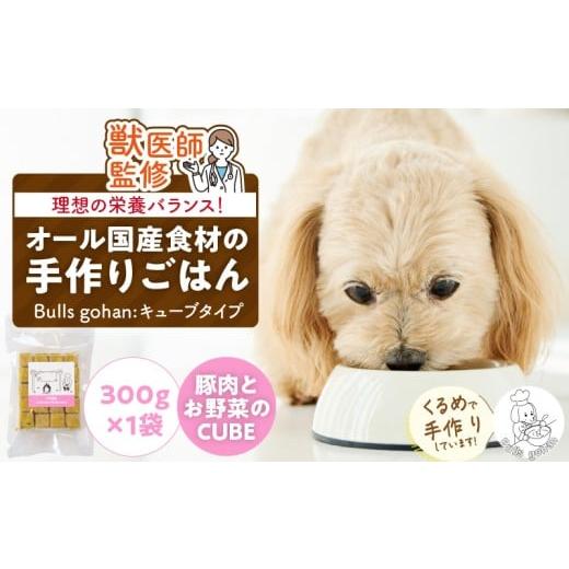 ふるさと納税 加工品等 福岡県 久留米市 ペットフード 無添加ドッグフード・ブルズごはんCUBEタイプ 300g×1袋(豚)_CUBE型 20個入×1袋 無添加ドッグフード 1…