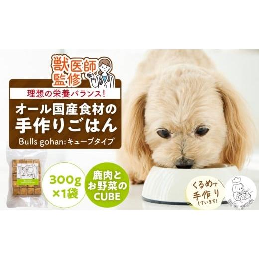 ふるさと納税 加工品等 福岡県 久留米市 ペットフード 無添加ドッグフード・ブルズごはんCUBEタイプ 300g×1袋(鹿)_CUBE型 20個入×1袋 無添加ドッグフード 1…