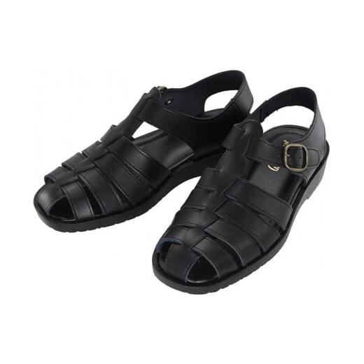 ふるさと納税 靴・スリッパ・下駄 徳島県 徳島市 日本製 牛革グルカサンダル バックベルトタイプ 黒 メンズ用 サイズLL LLサイズ