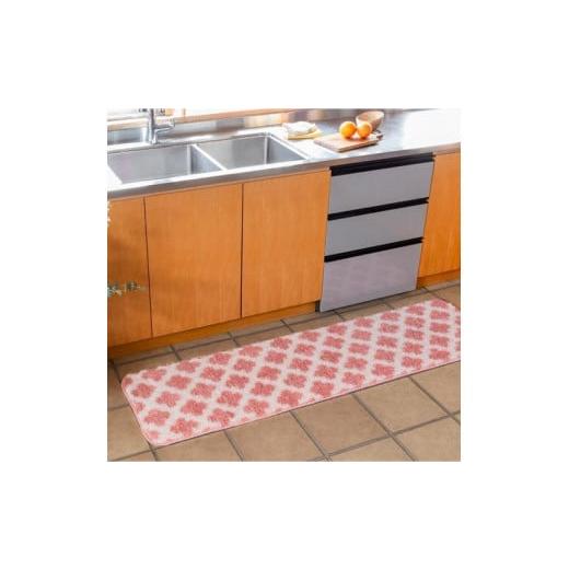 ふるさと納税 雑貨・日用品 和歌山県 高野町 コスモトロンで作った人気のモロッカン柄吸水速乾キッチンマット縦50cm×横270cm ピンク ピンク