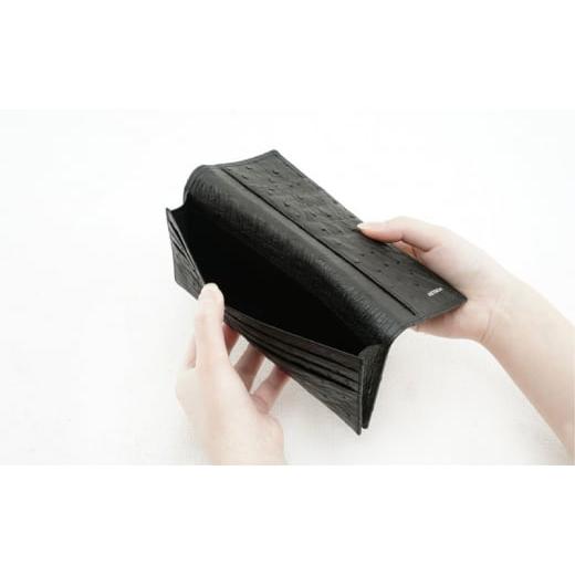 ふるさと納税 財布 東京都 墨田区 オーストリッチ長財布 メンズ ブラック No.5619-1730の画像