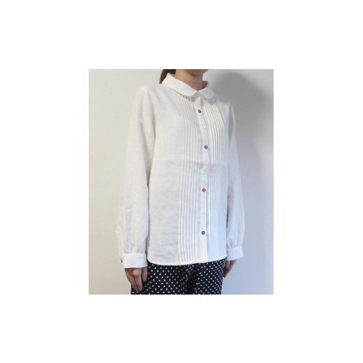 ふるさと納税 服 女 神奈川県 鎌倉市 北鎌倉のアトリエよりお届け フレンチリネンのピンタックブラウス カラー：白 白の画像