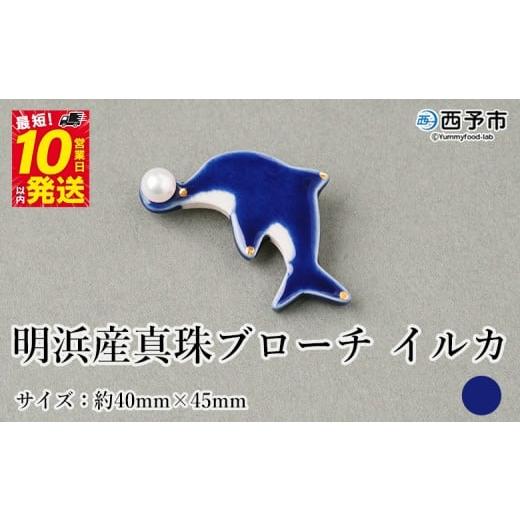 ふるさと納税 アクセサリー 愛媛県 西予市 保証書付 明浜産 真珠ブローチ イルカ(青) 8.0〜8.5mm 純国産 高品質 アコヤ真珠 宇和海 パール アクセサリー 陶…